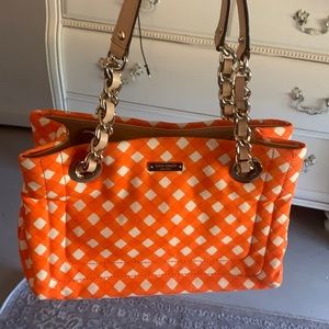 NWOT Kate Spade Orange & White Plaid Purse. ***Excellent***
